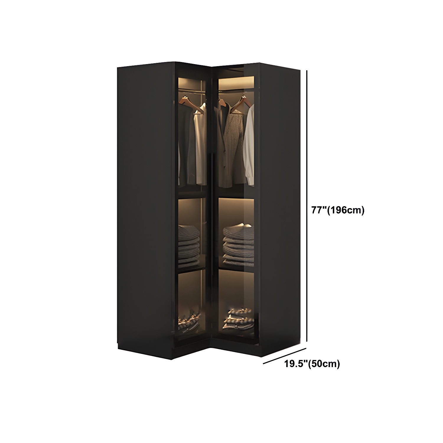 Modern Style Wardrobe Black Colour Glass Wardrobe Closet for Bedroom - image 11