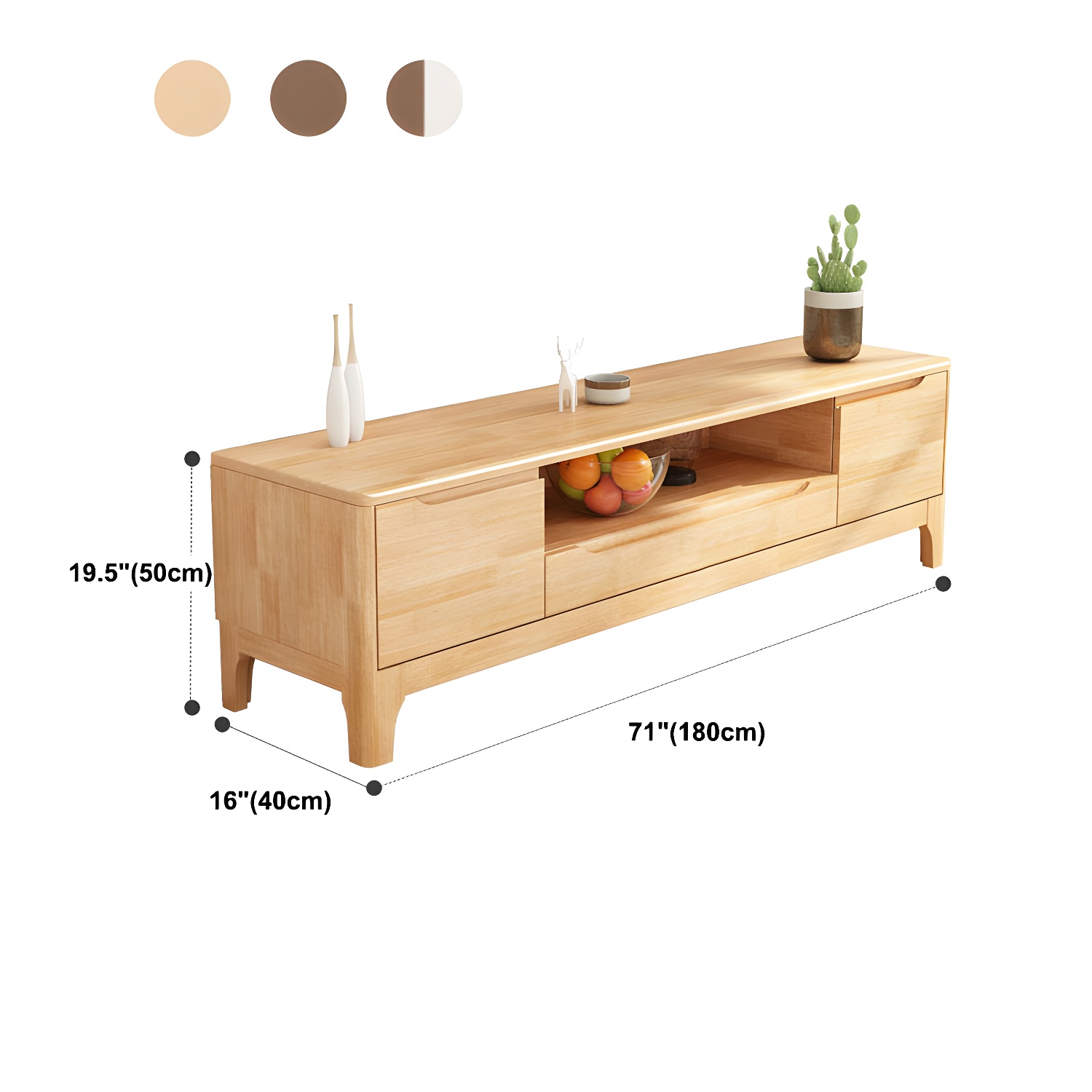 Scandinavian Open Shelf TV Console 2-Cabinet TV Stand with Soft Close Drawers - image 13