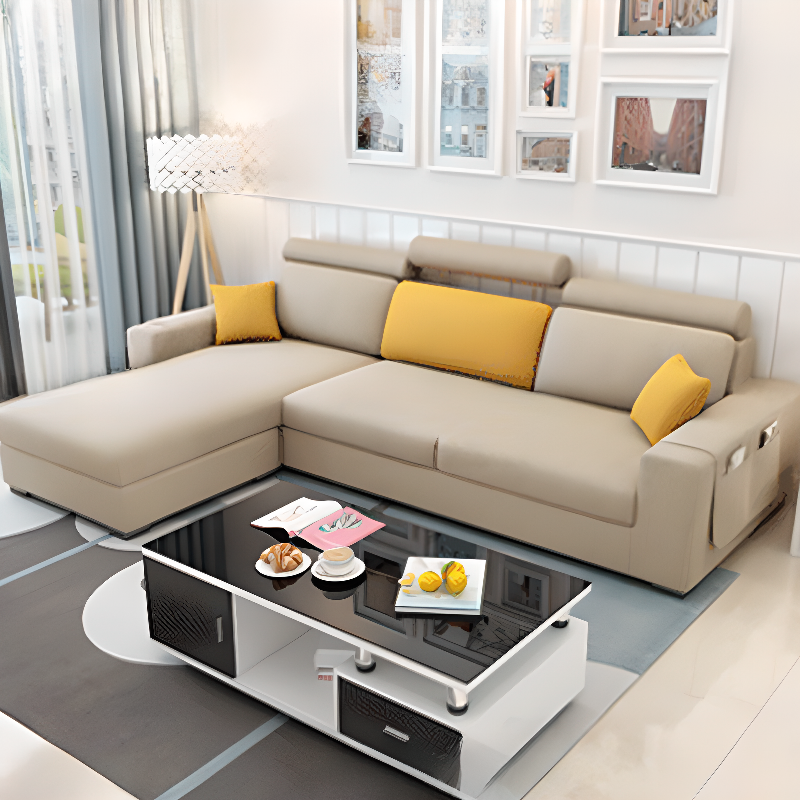 L-Shape Corner Sectional in Lavender/Olive Green/Beige with Left Hand Facing/Right Orientation - image 7