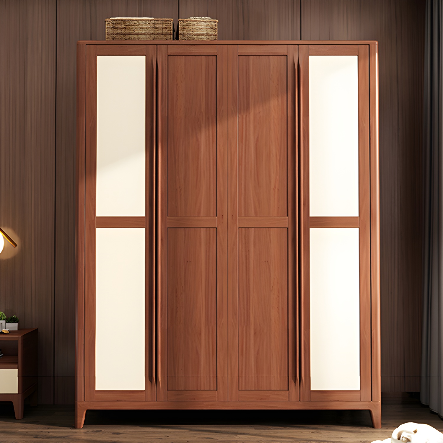 Modern Style Wardrobe Cabinet Wood Clothes Rail Wardrobe Armoire with Shelves - image 18