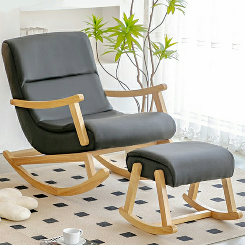 Modern Upholstered Rocking Chair with Track Arms and Ottoman for Stylish Interior Design