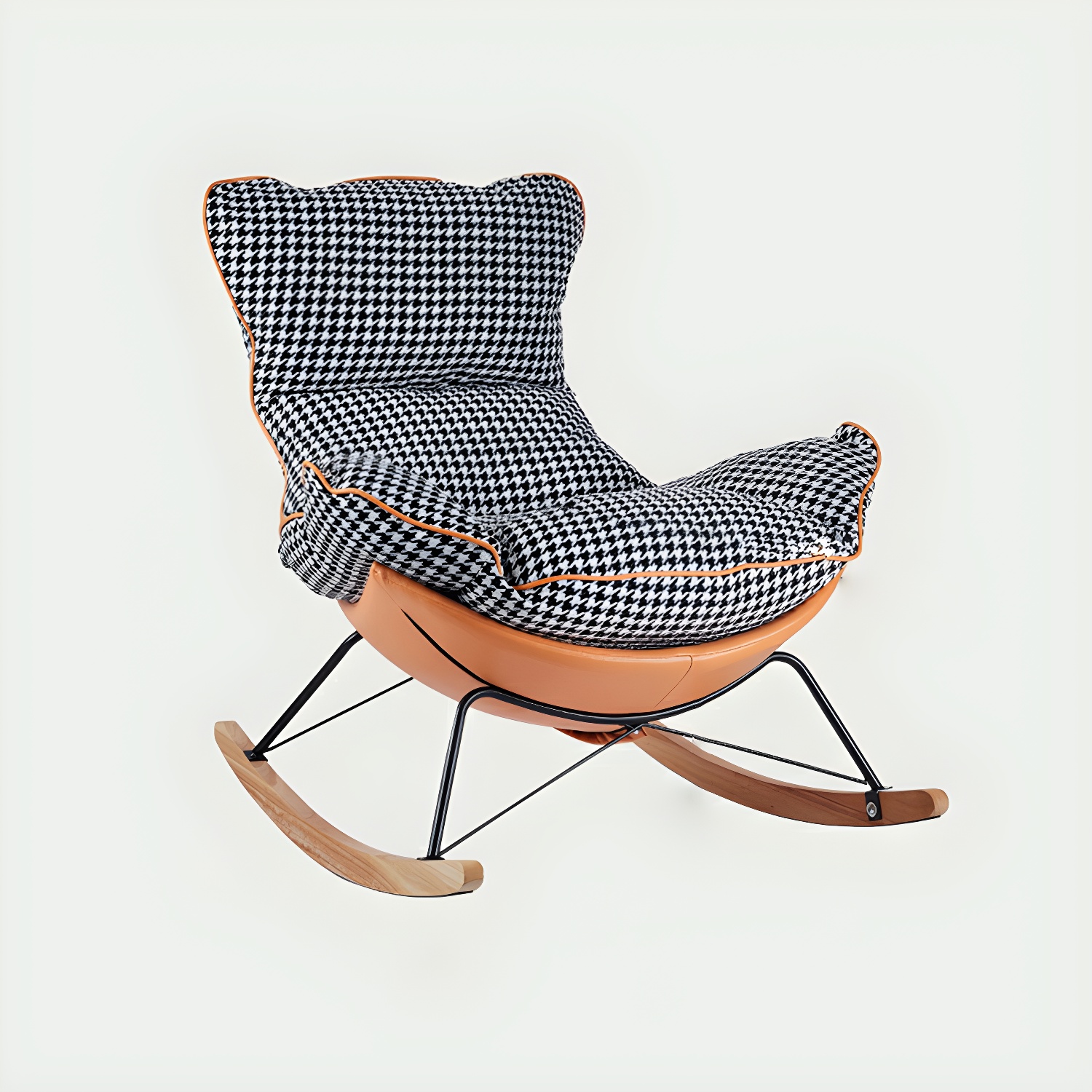 Comfortable Upholstered Rocking Chair with Solid Wood Frame for Modern Home Decor