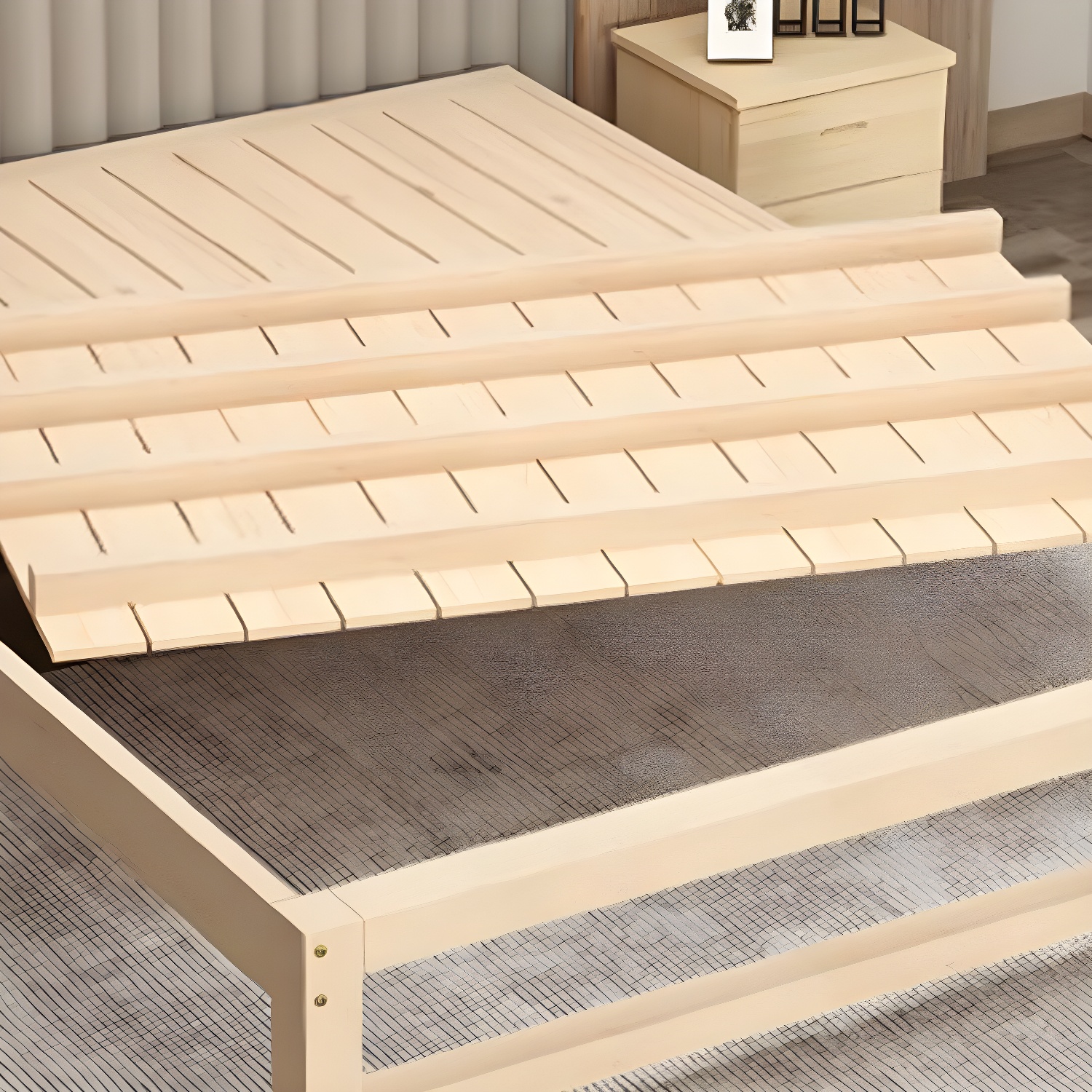 Solid Wood Modern Platform Bed Natural without Headboard and Storage Space - image 9