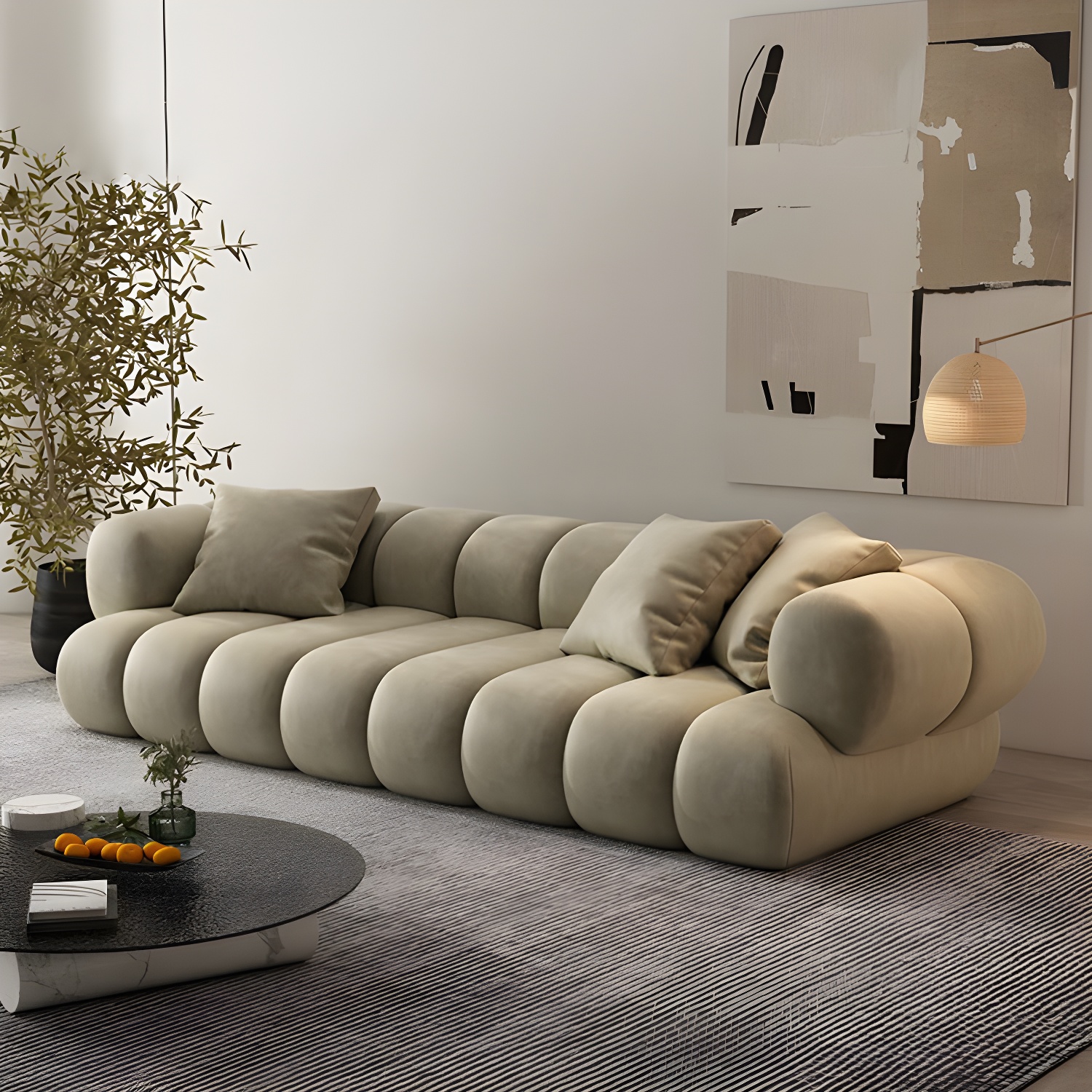 Scandinavian Green Sofa with Tuxedo Arm and Sewn Pillow Back - image 3