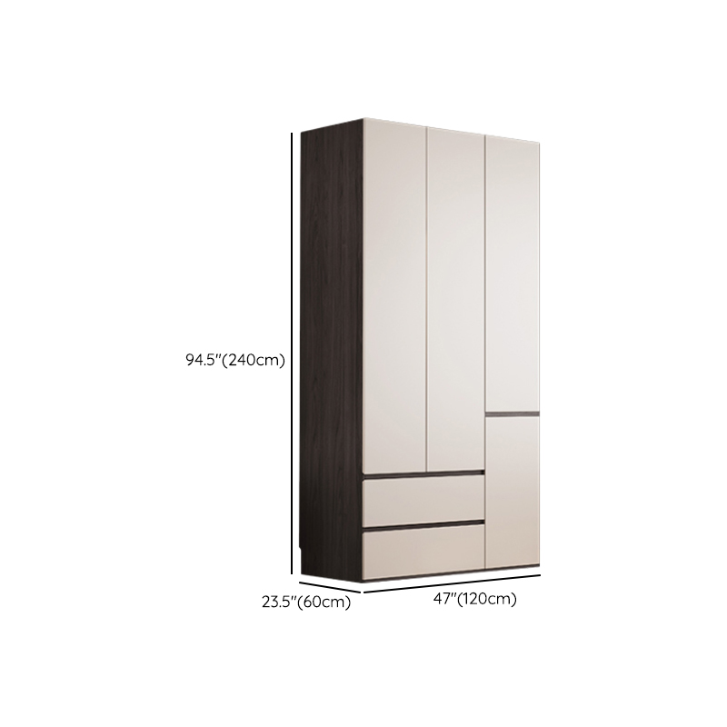 White Minimalist Manufactured Wood Independent Wardrobe Closet with Soft Close Drawer, Soft Close Door, and Interior Shelves - image 11