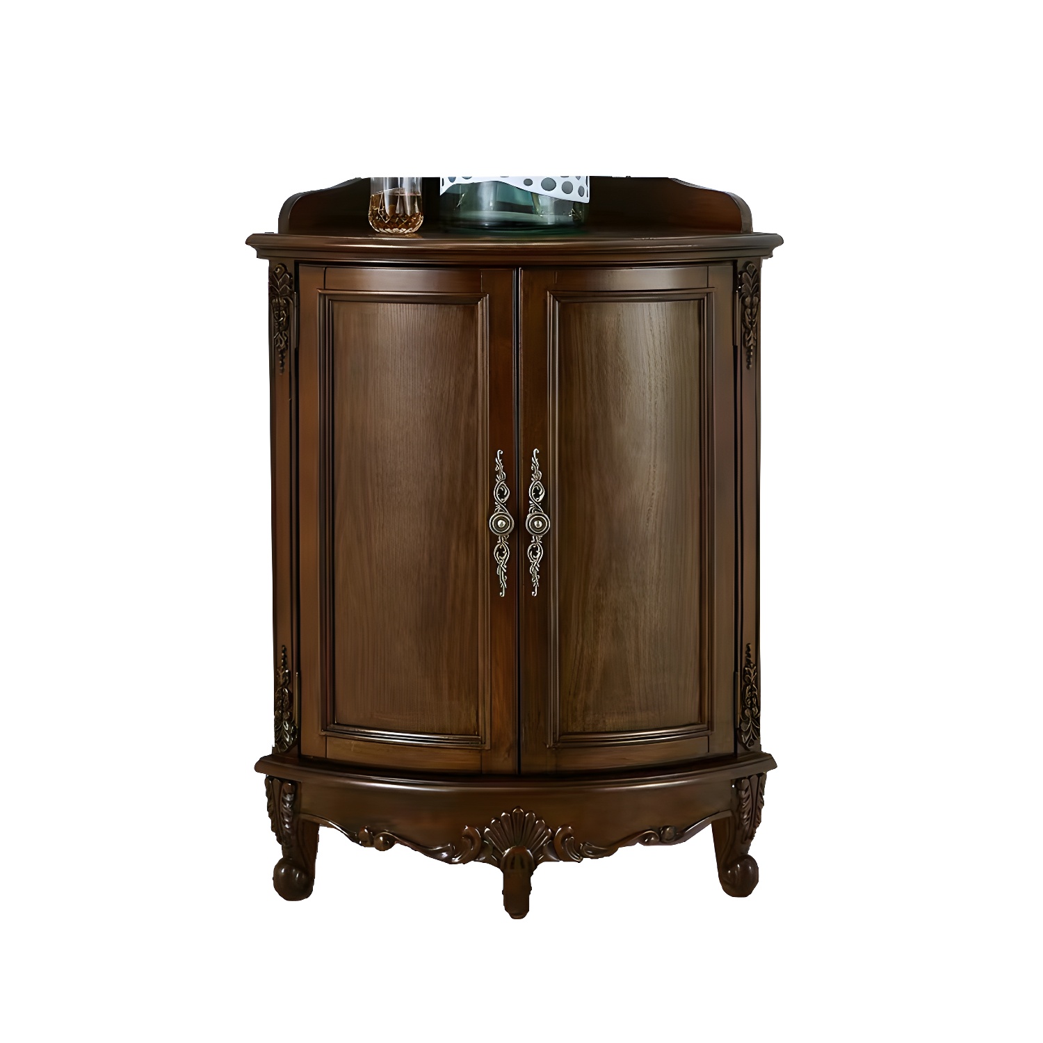 38.58"/47.24" Tall Brown Corner Cabinet , Wooden Storage Cabinet
