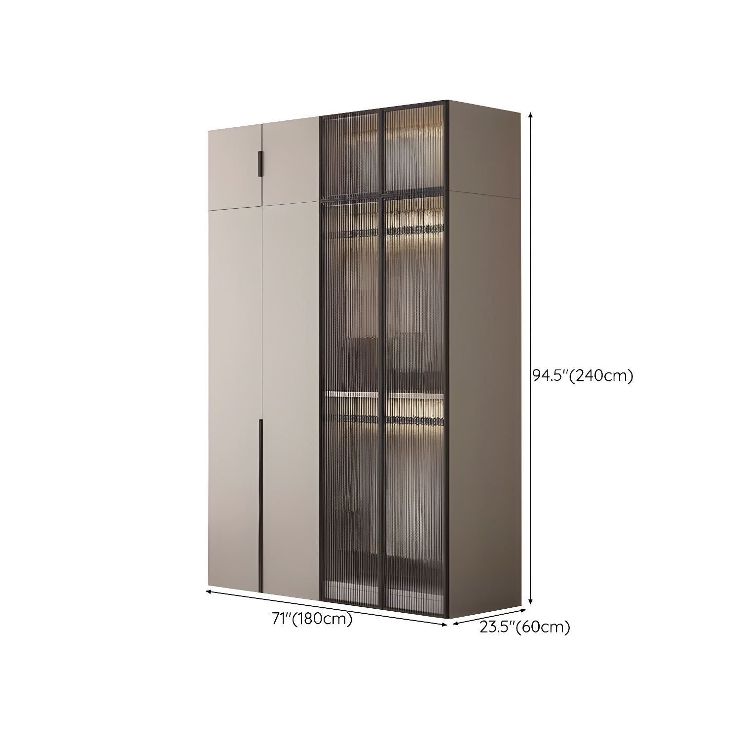 Modern Grey Wardrobe Armoire with Clothing Rod & Adjustable Shelves - image 26