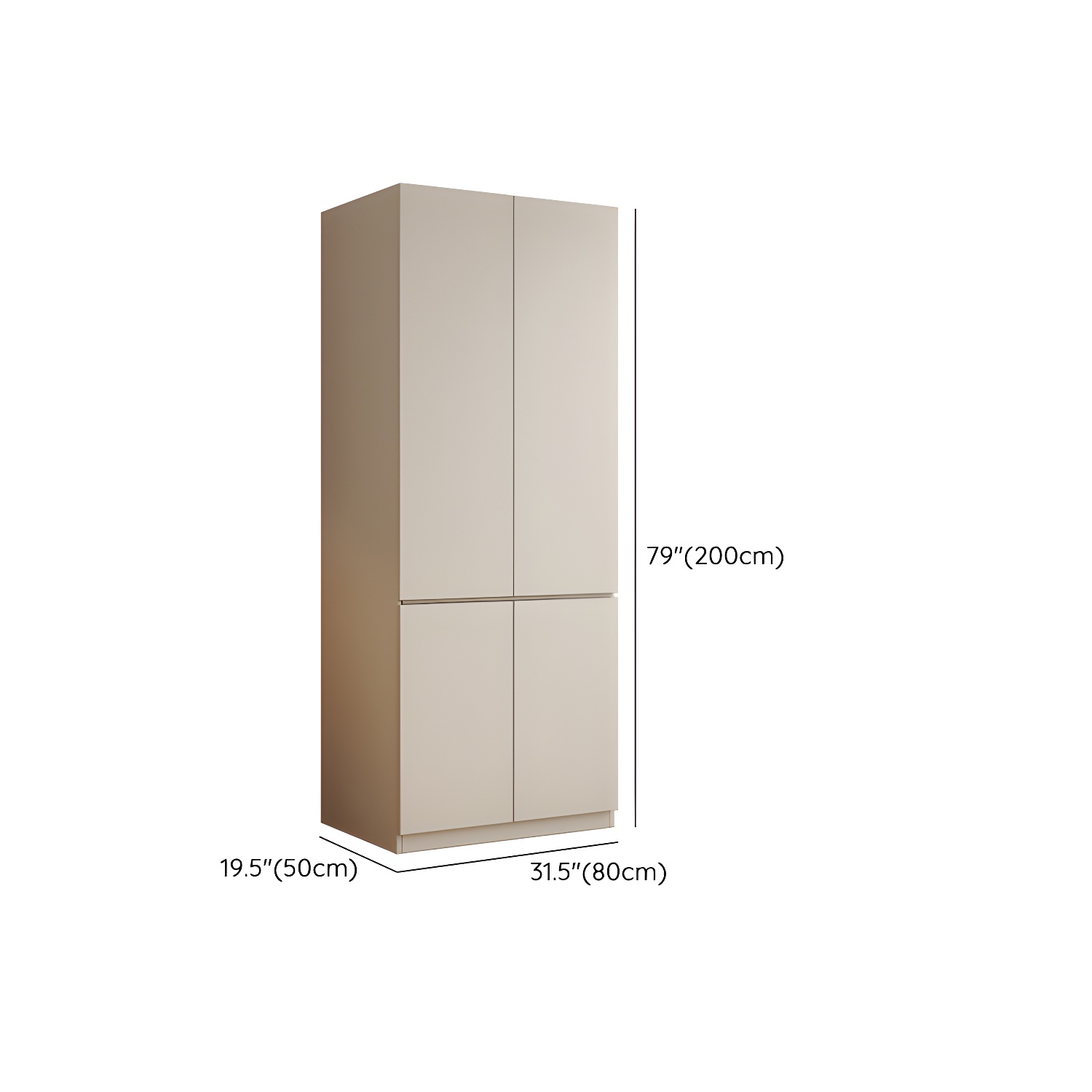 Beige Solid Wood Wardrobe Armoire with Clothing Rod & Shelves - image 15