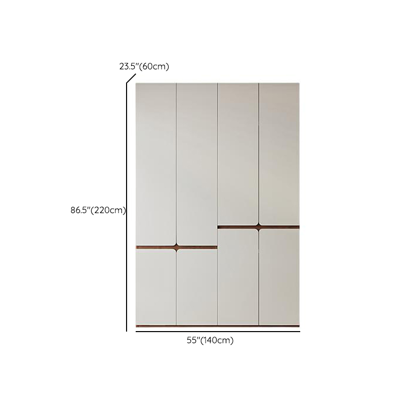 White Minimalist Manufactured Wood Wardrobe Closet with Soft Close Drawer, Soft Close Door, Interior Shelves, and Clothing Rod - image 13
