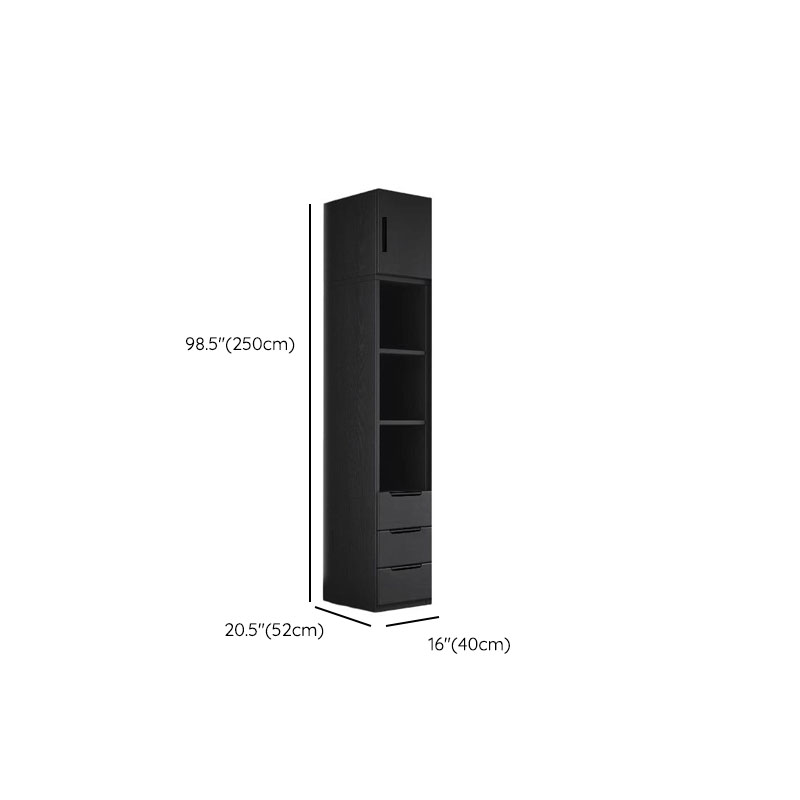 Midnight Black Simplistic Timber Wardrobe Closet with Soft Close Door, Interior Shelves, and Hanging Rod - image 15