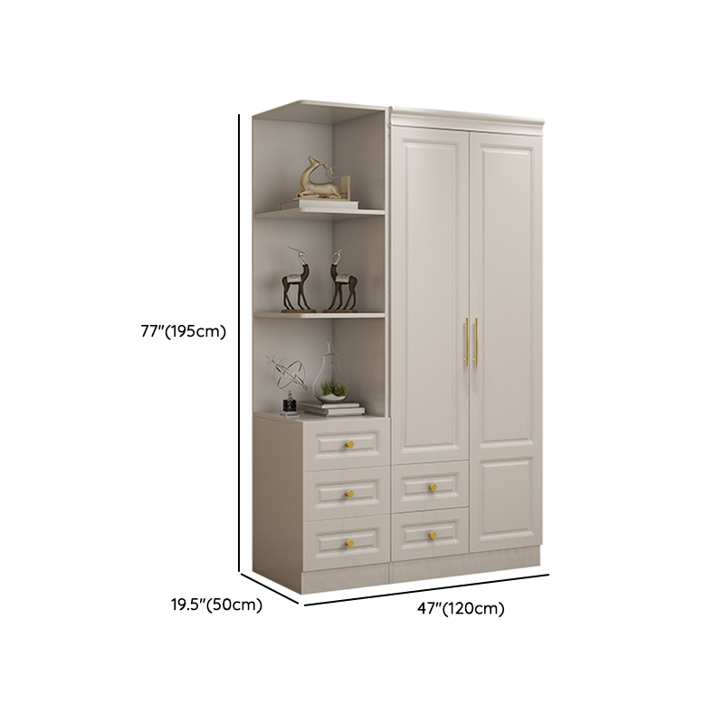 White Minimalist Lumber Wardrobe Closet with Soft Close Drawer, Soft Close Door, Interior Shelves, and Clothing Rod - image 19