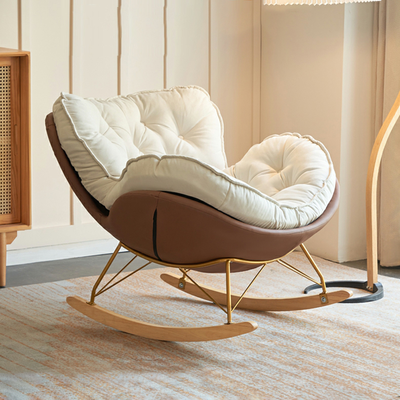 Stylish and Comfortable Modern Rocking Chair with Natural Wood Legs and Upholstered Track Arms - image 11