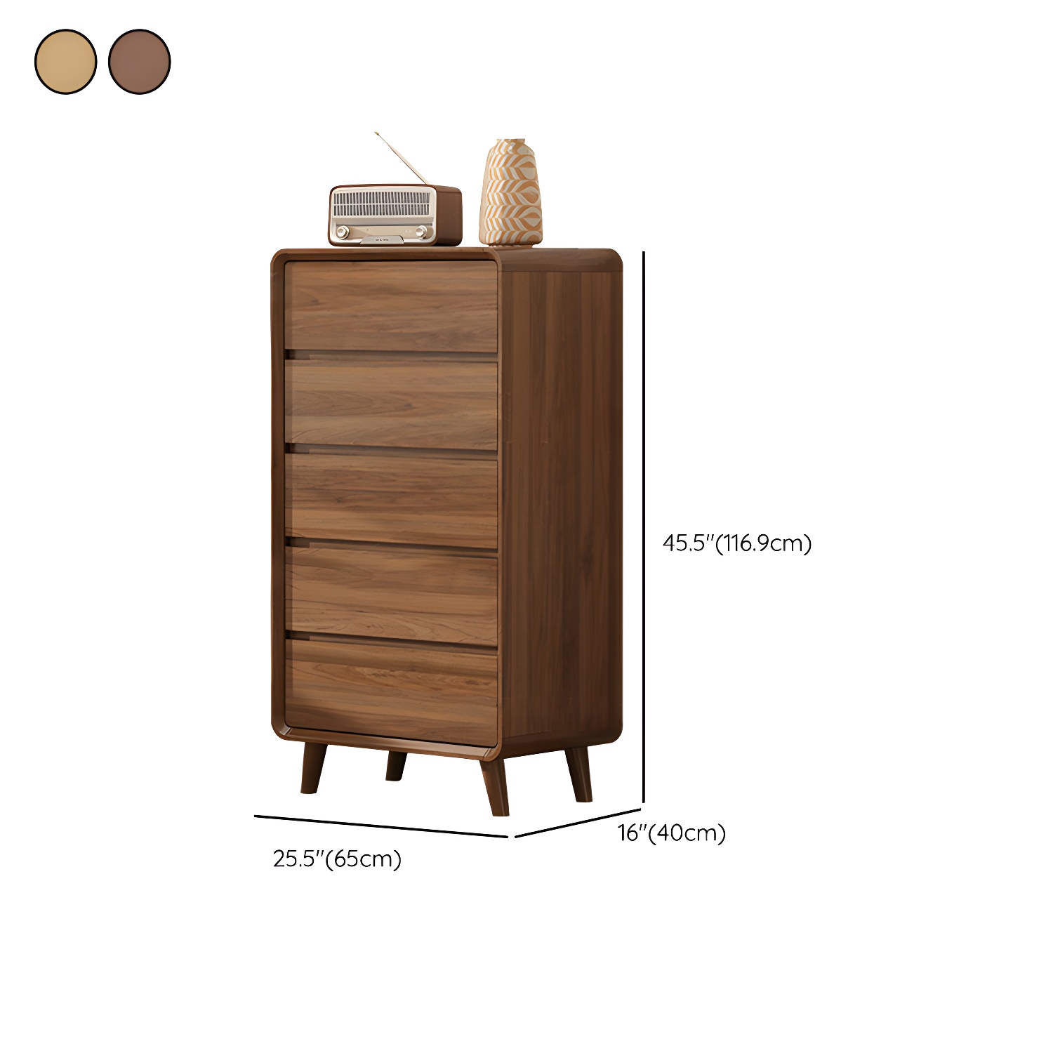 Drawers Included Rubber Wood Chest Brown Wood Grain Design for Home - image 13