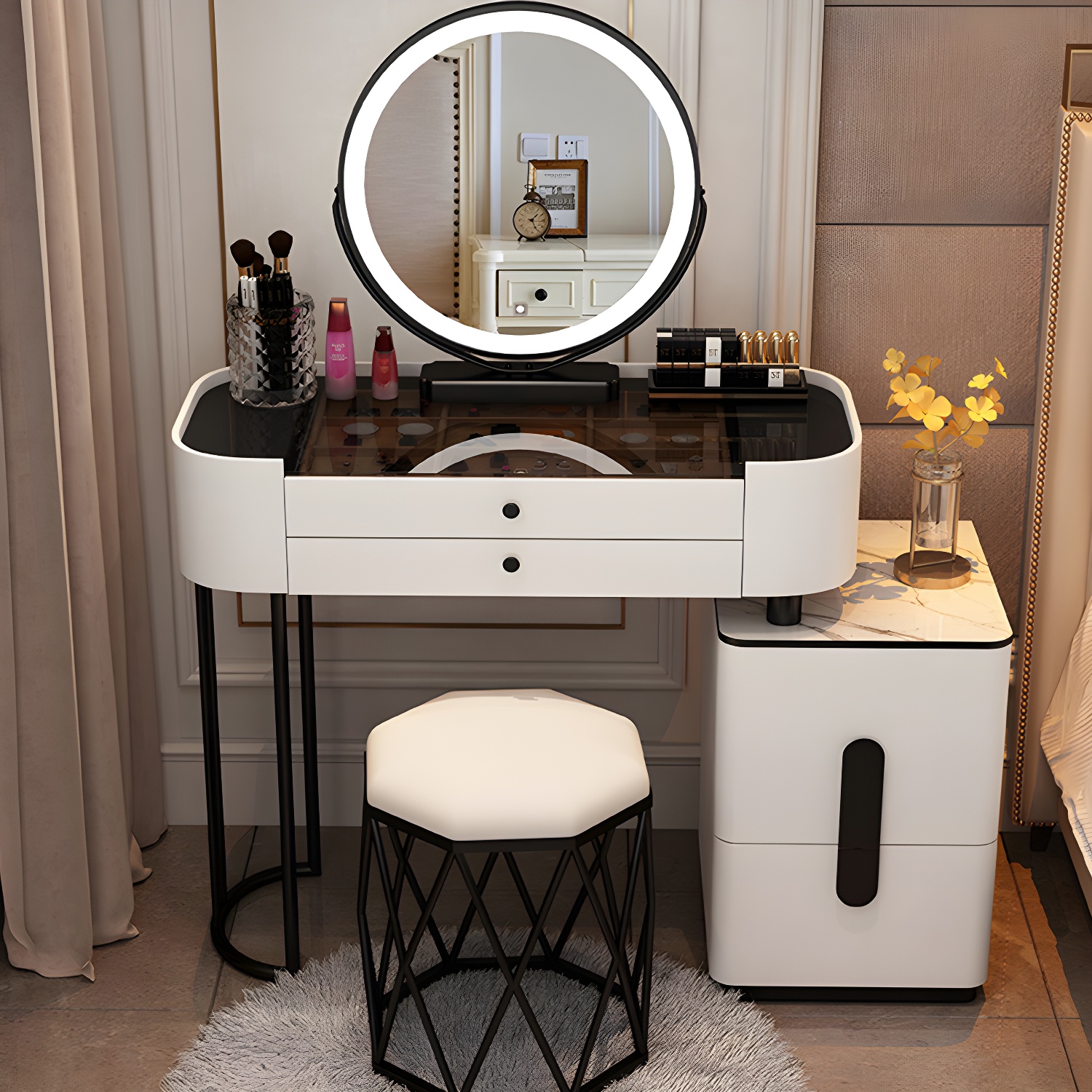 Contemporary Wood Make-up Vanity 15.75" Wide Make-up Vanity with Drawers - image 4