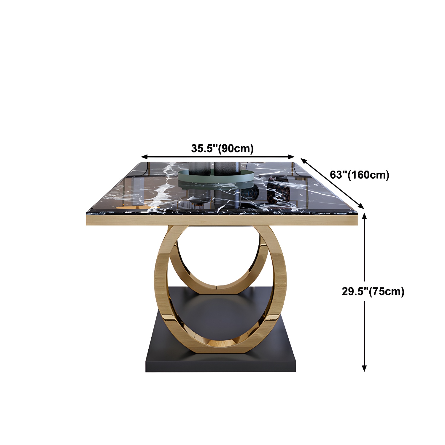 Modern 1/4/5/6/7 Pieces Black Dining Table Set with Marble Top Rectangle Dinette Set - image 13