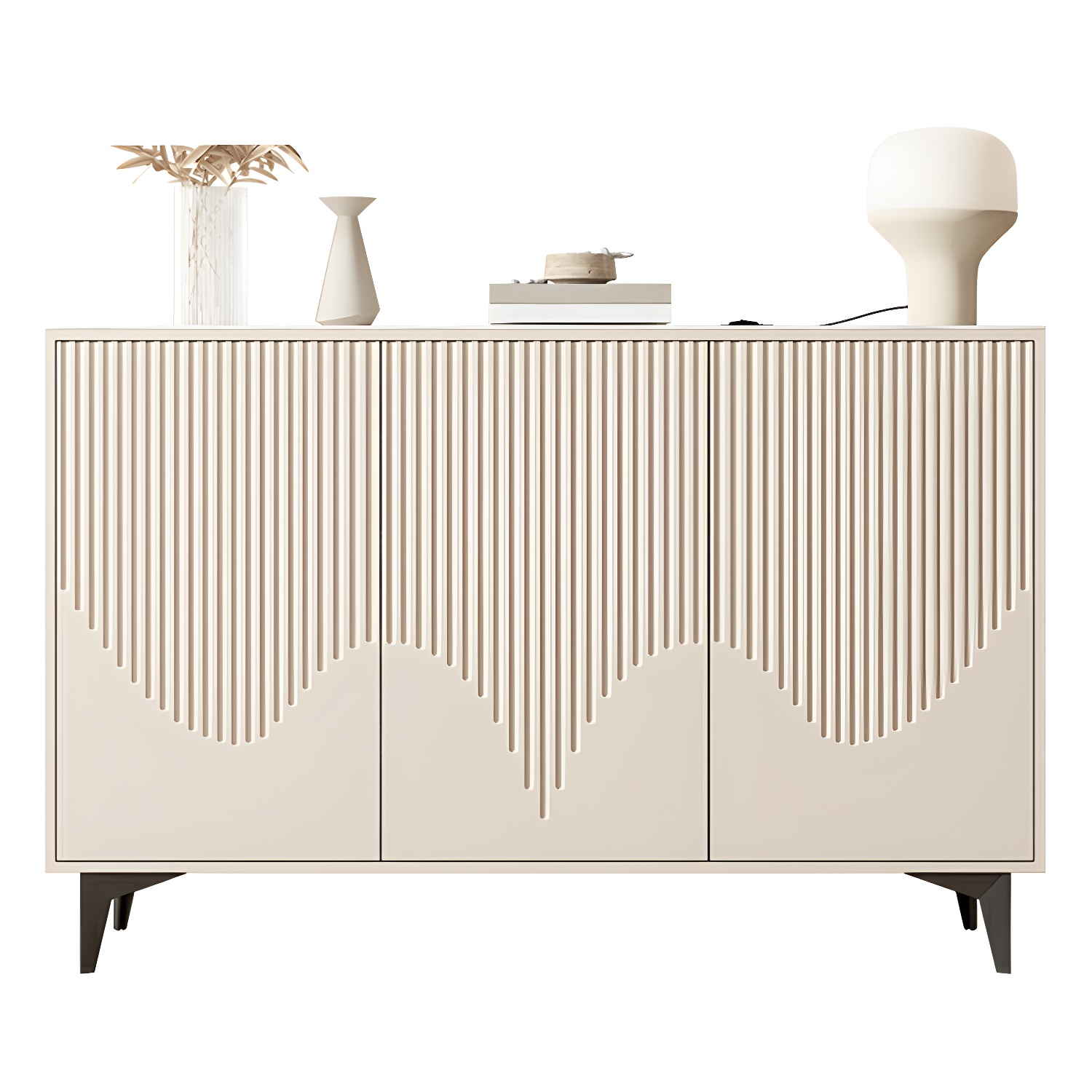 Modern White Wood Sideboard Credenza with Adjustable Shelving and 6 Interior Shelves - image 6