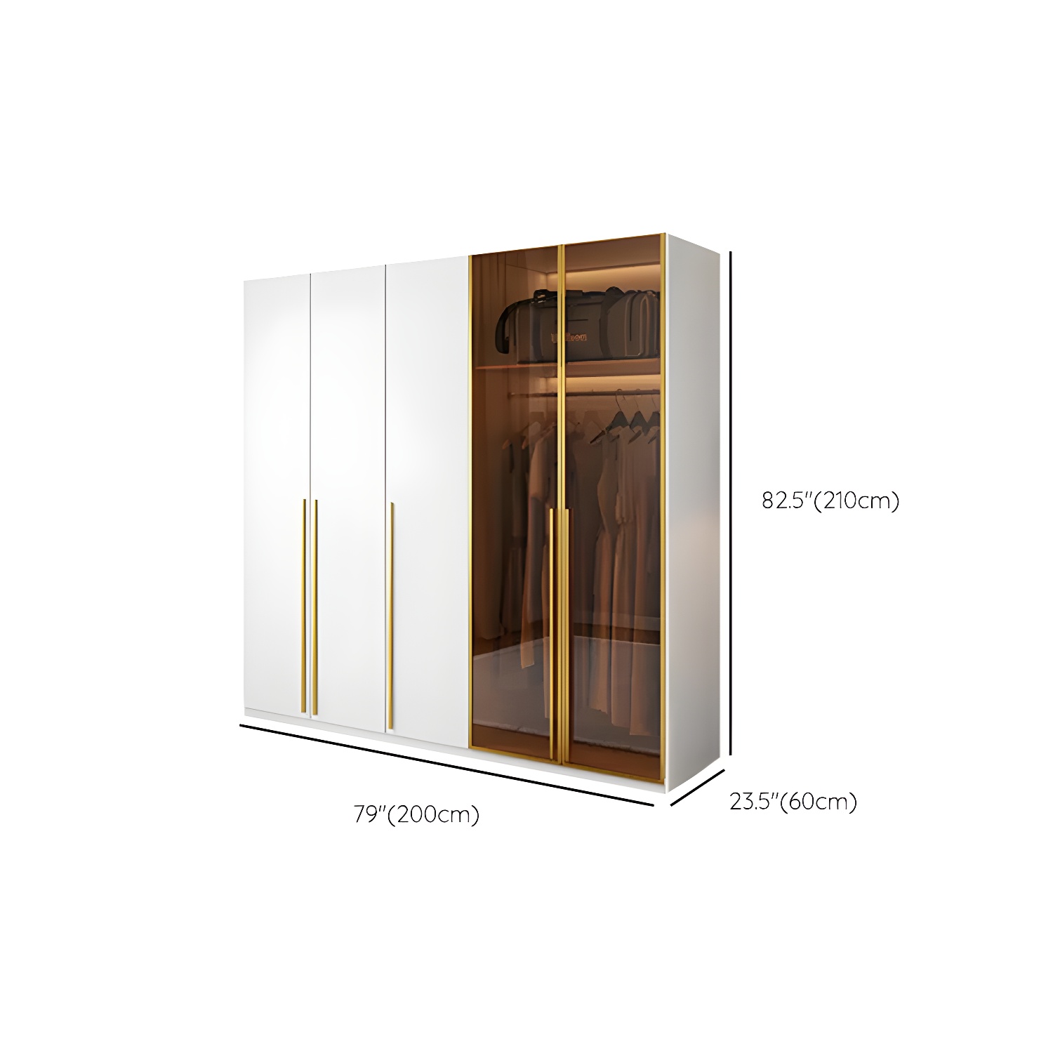 Modern White Wood Frame Wardrobe Armoire Freestanding Wardrobe with Soft Close Drawers - image 14