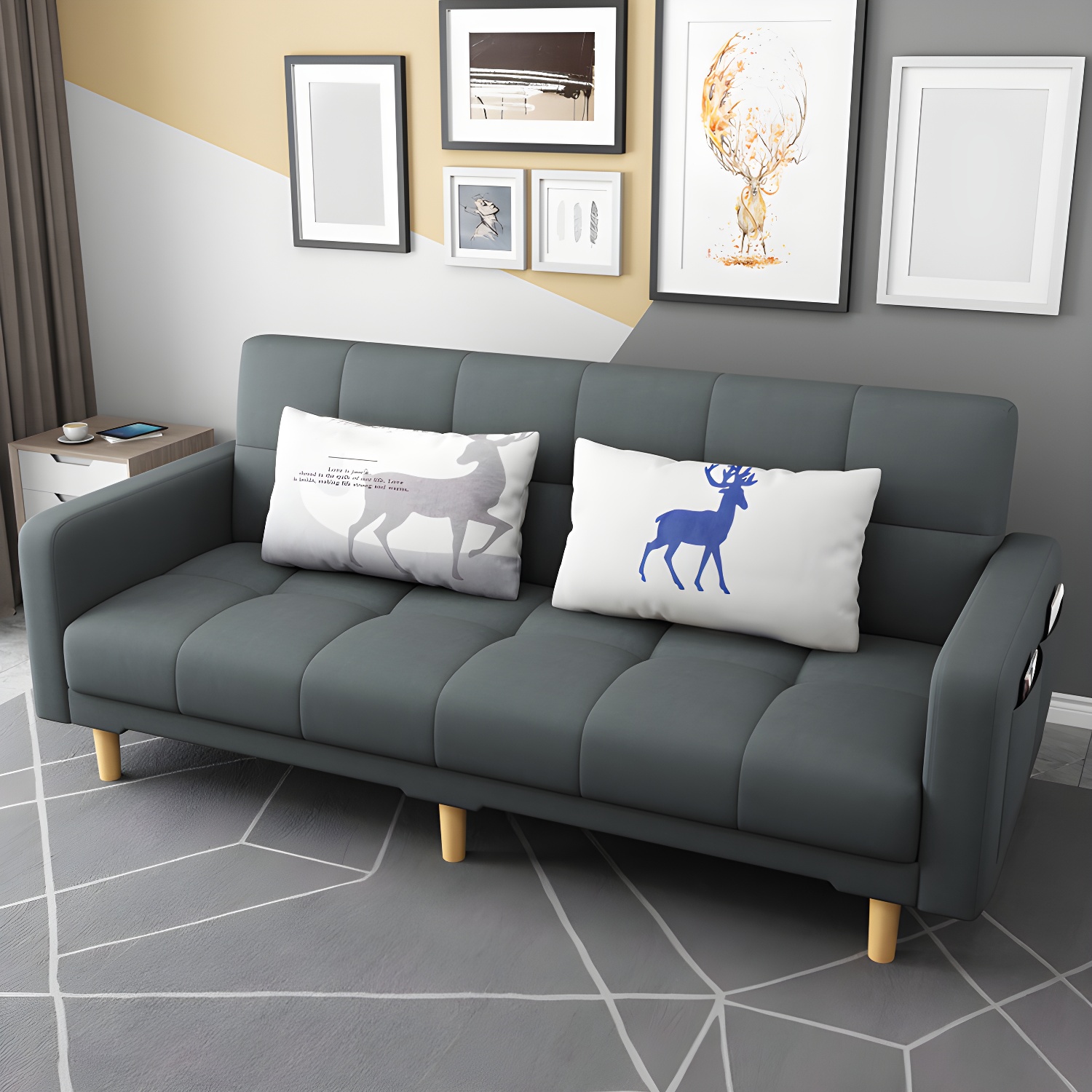 Square Arm Modern Storage Sofa with Biscuit Back Convertible Sofa for Living Room - image 4