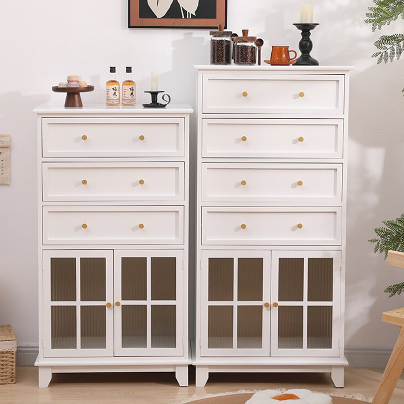 Rectangular Damp-proof Accent Cabinet with Storage Drawer, Closet, Glazed Door, Cabinet Knobs in Chalk/Brown/Wood Color - image 11