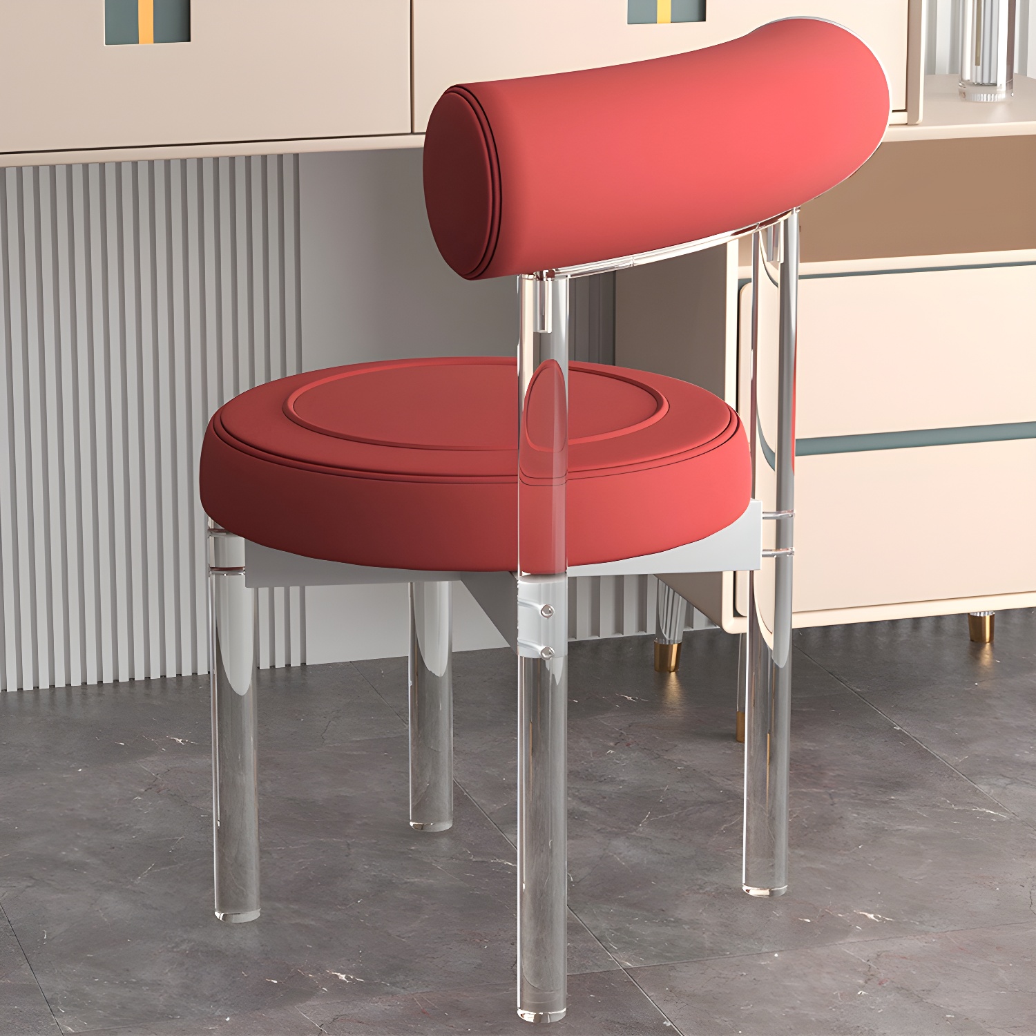 Clear Leg Modern Side Chair with Low Back and Upholstered Polyurethane Seat - image 4