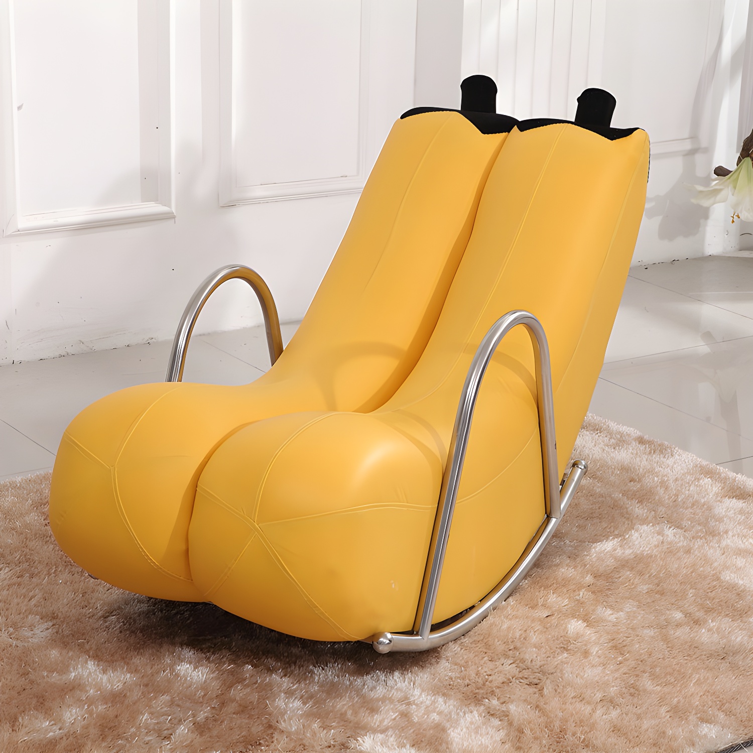 Stylish Silver Upholstered Rocking Chair with Track Arms - Modern Comfort - image 8