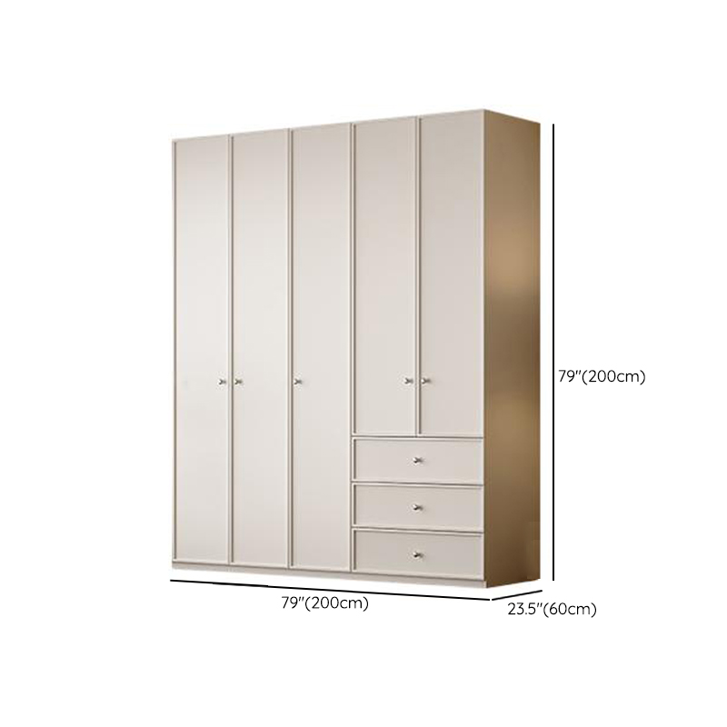 Chalk Modern Wooden Standalone Almirah with 3-Drawer, Interior Shelves, and Hanging Rod - image 11