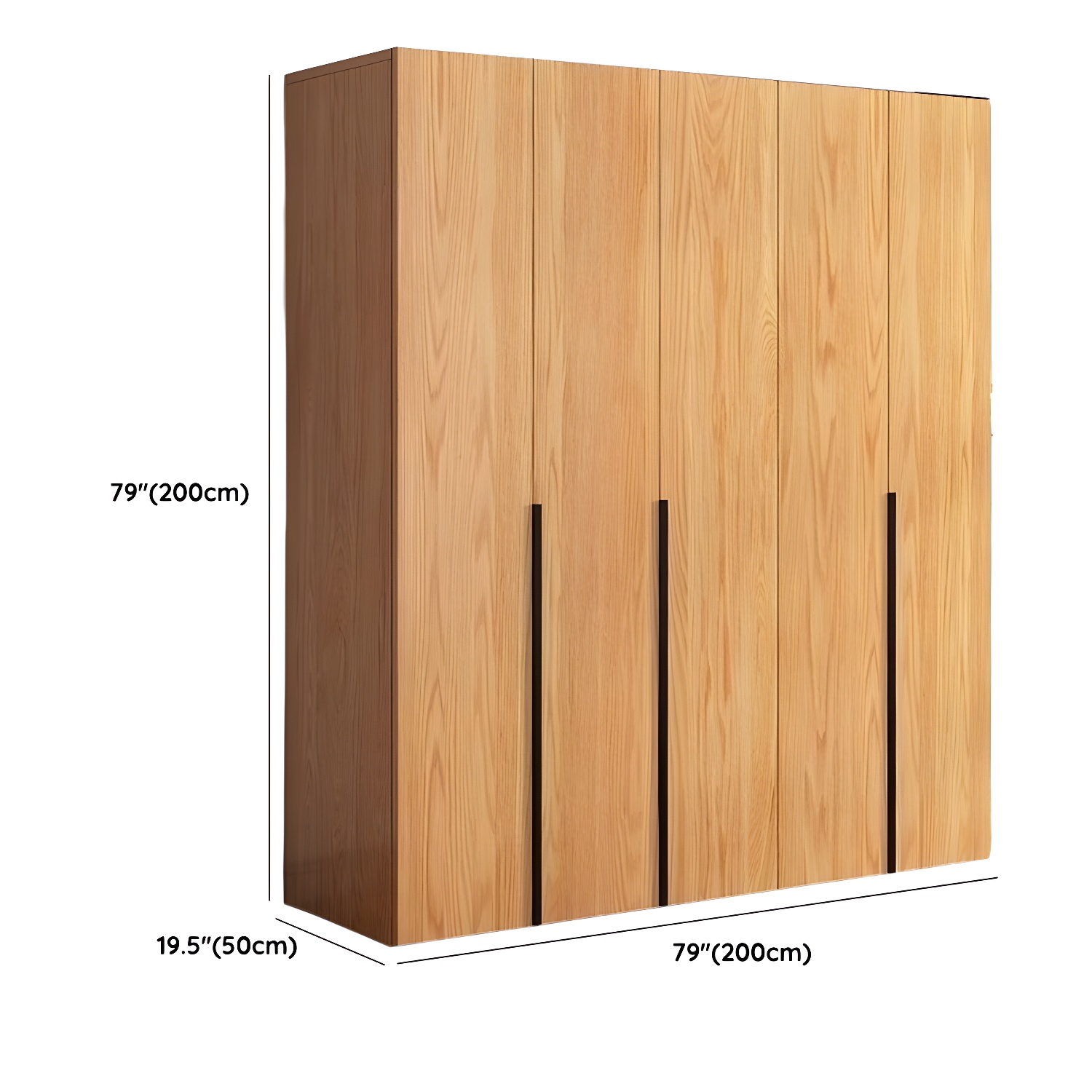 Modern Natural Wood Pine Armoire with Clothing Rod & Shelves - image 12