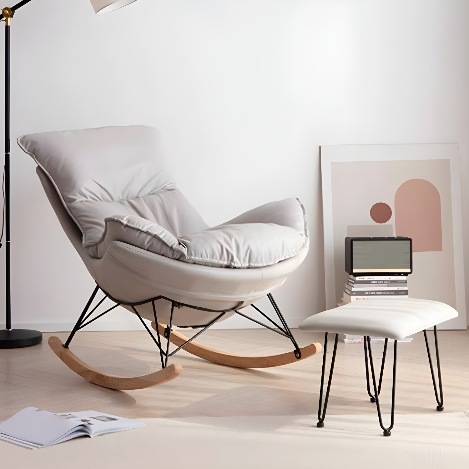 Contemporary Simple Style Rocking Chair Single Indoor Sofa Rocking Chair for Break - image 4
