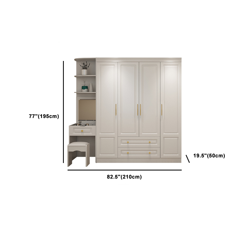 Art Deco Chalk Manufactured Wood Free Standing Interior Shelves Wardrobe with Soft Close Drawer and Hanging Rod - image 34