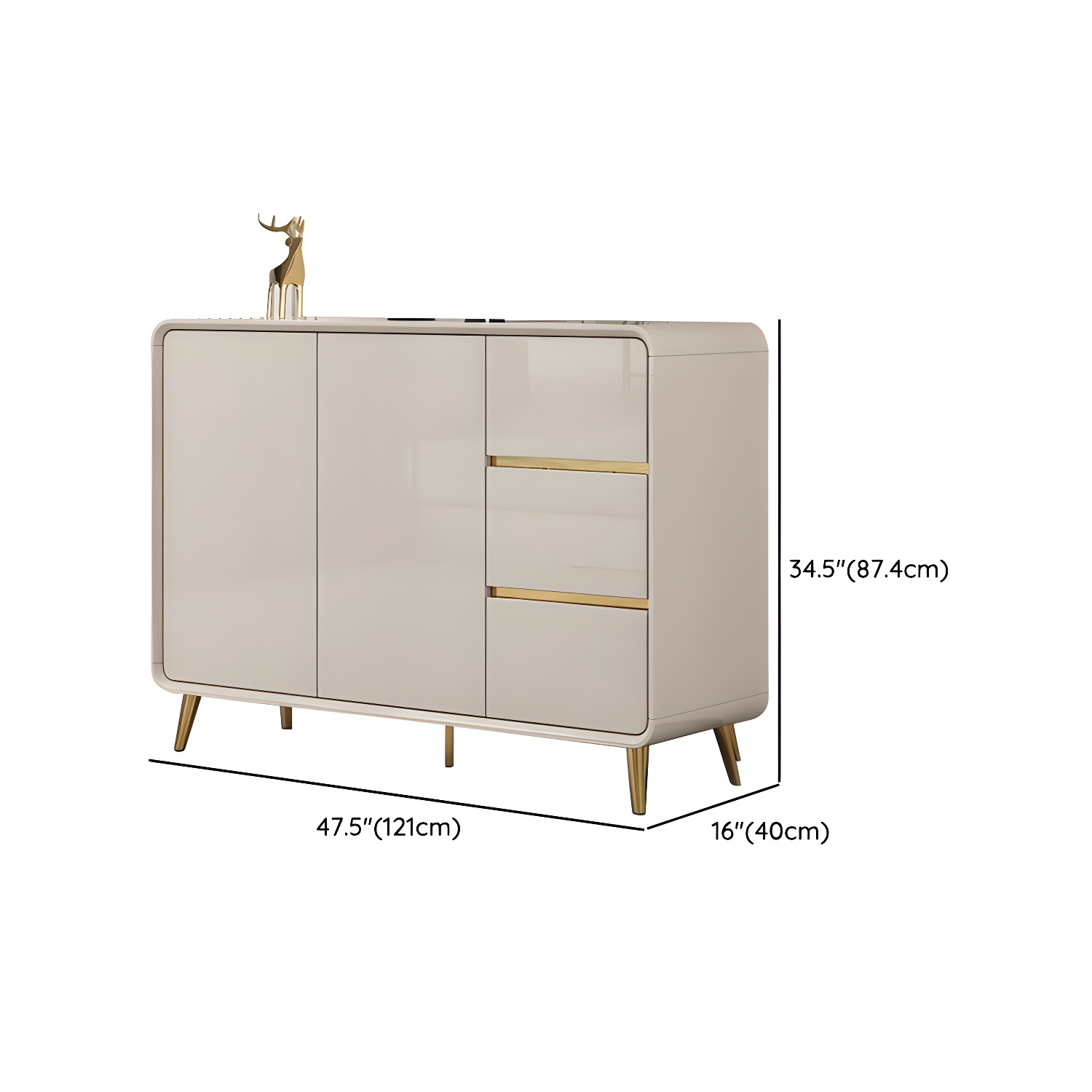 White Glam Sideboard Credenza with Adjustable Shelving and 3 Drawers - image 19
