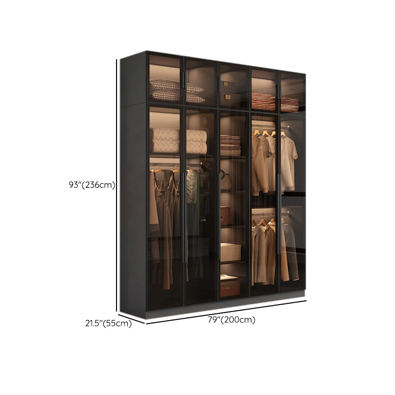 Ink-Colored Manufactured Wood Detached Wardrobe Closet with Soft Close Drawer, Door, Interior Shelves, and Clothing Rod - image 18