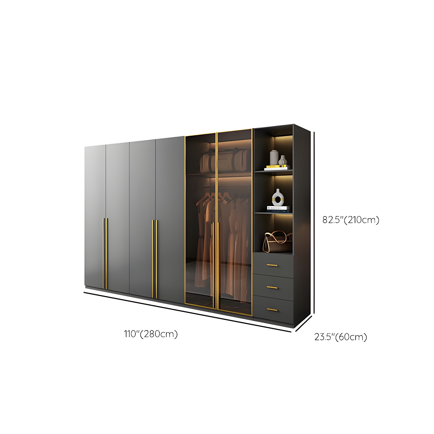 Modern Glass Wardrobe Wardrobe Armoire Wardrobe Cabinet for Home - image 22