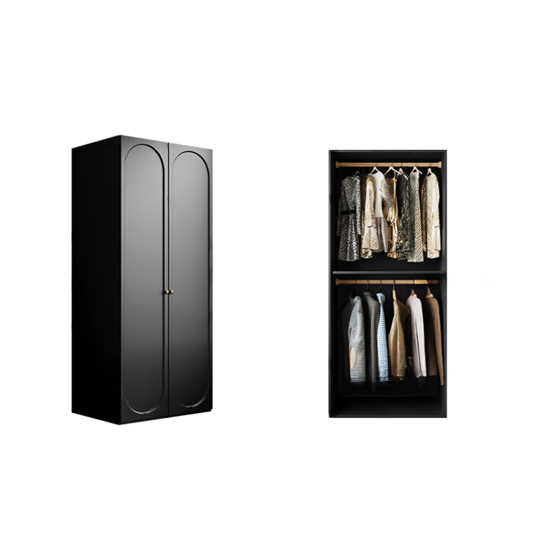 Contemporary Wood Wardrobe Armoire with Soft Close Drawer, Soft Close Door, Interior Shelves, and Hanging Rod