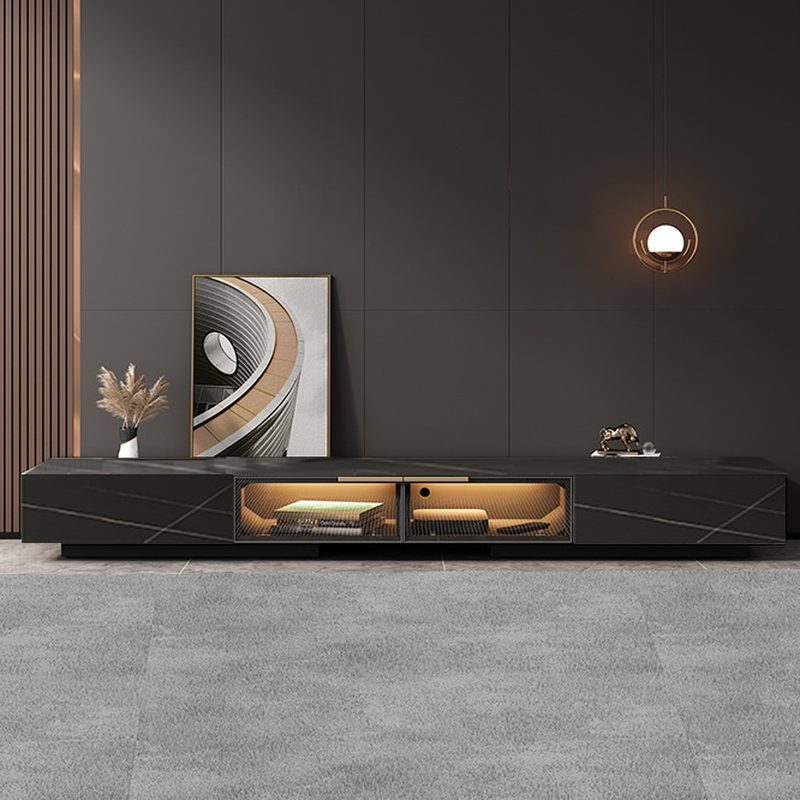 Rectangular TV Stand for Drawing Room with Light and Door - image 7