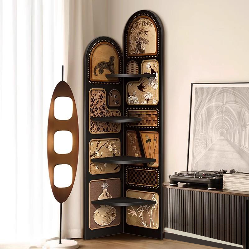 Modern Simple Style Nook Decorative Cabinet with 3/4 Exterior Shelves, Lumber Countertop in Midnight Black - image 3