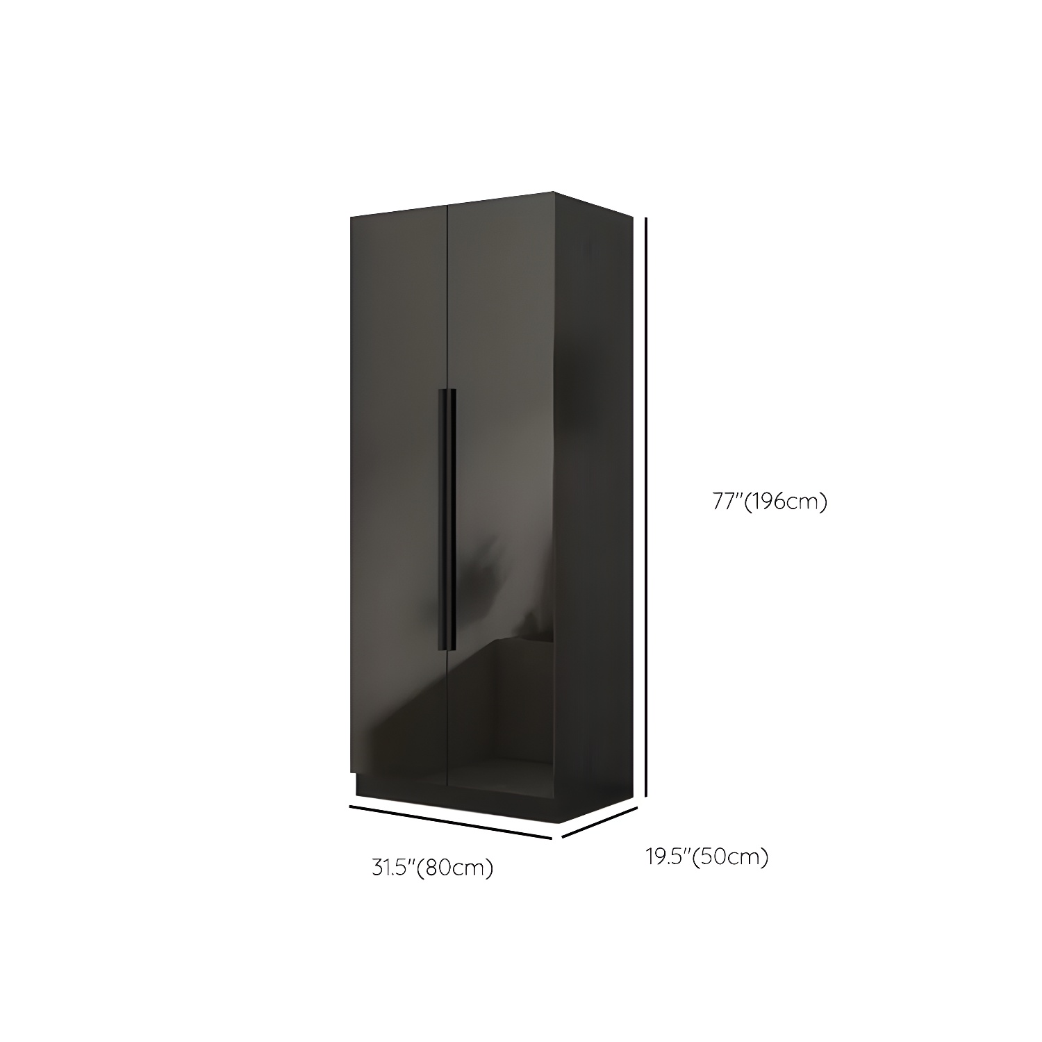 Modern Glass Doors Wardrobe Cabinet Black Bedroom Storage Cabinet Excluding Lighting - image 11