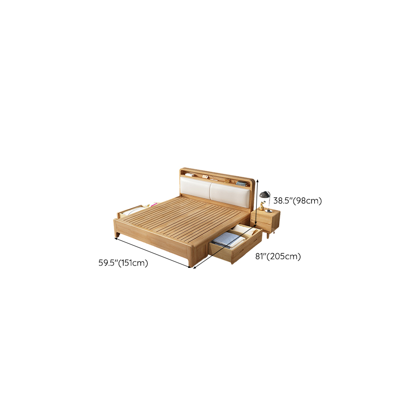 Scandinavian Solid Wood Bed with Four Legs and Upholstered Headboard - image 22