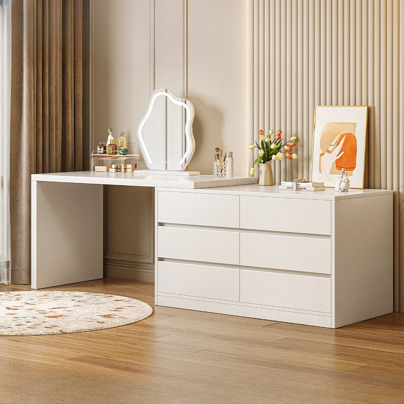 Chalk Modish Wood Makeup Vanity with Standard Length and Non-Upholstered Chair(s) - image 13