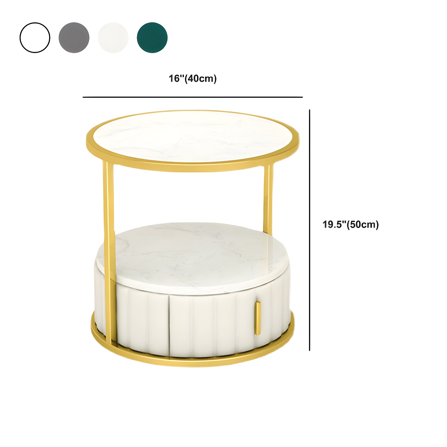 Modern Open Storage Nightstand Stone Top 20 Inch Tall 1-Drawer Night Table - image 14