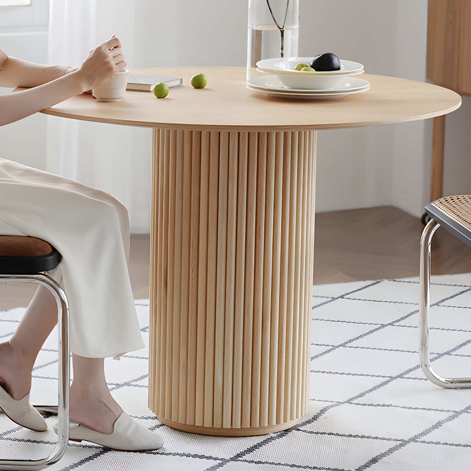 Round Shape Home Dining Table Modern Wooden Dining Room Table - image 9