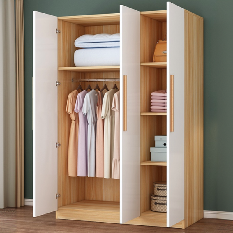 Minimalist Manufactured Wood Wardrobe Closet with Interior Shelves and Clothing Rod - image 4