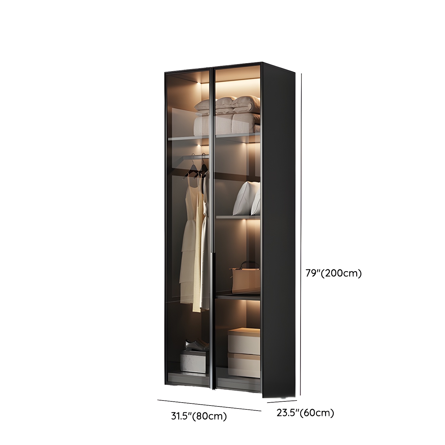 Convenient White Wardrobe Armoire with Shelves and Clothing Rod - image 11