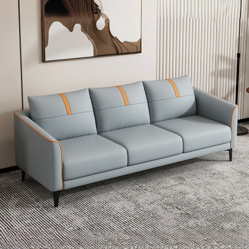 Modern Solid Color Stain Resistant Standard Sofa in Light Gray/Light Blue/Tangerine Color