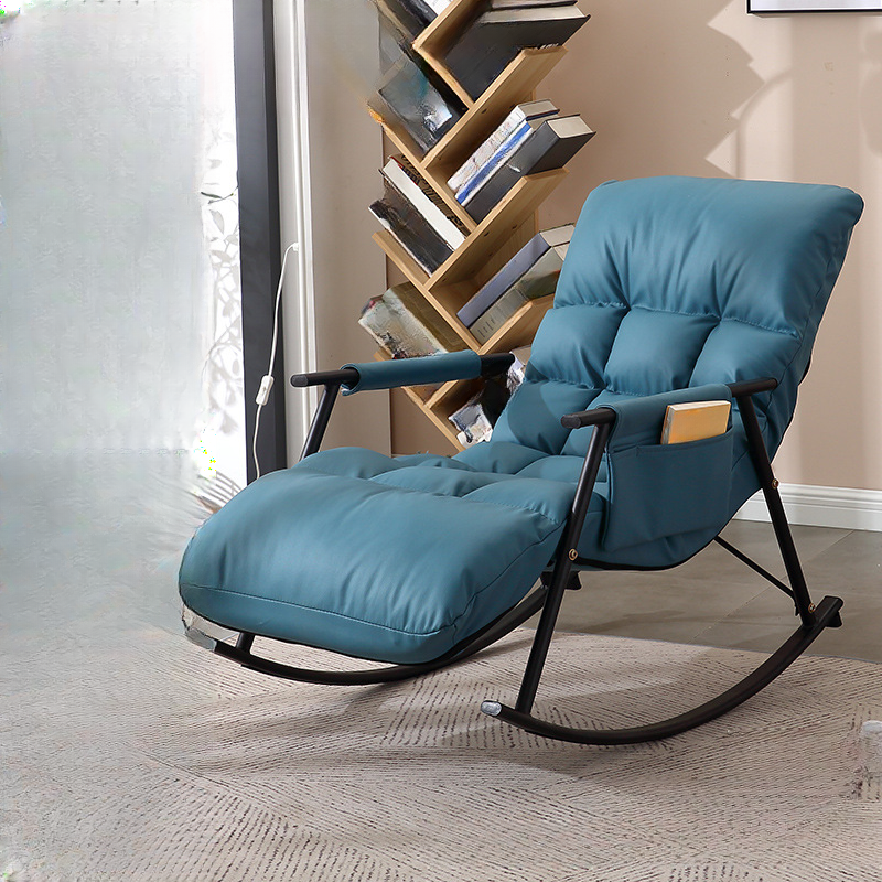 Butter Color/Azure/Olive Green Ergonomic Rocking Chair Couch with Rear Back, Stationary - image 9