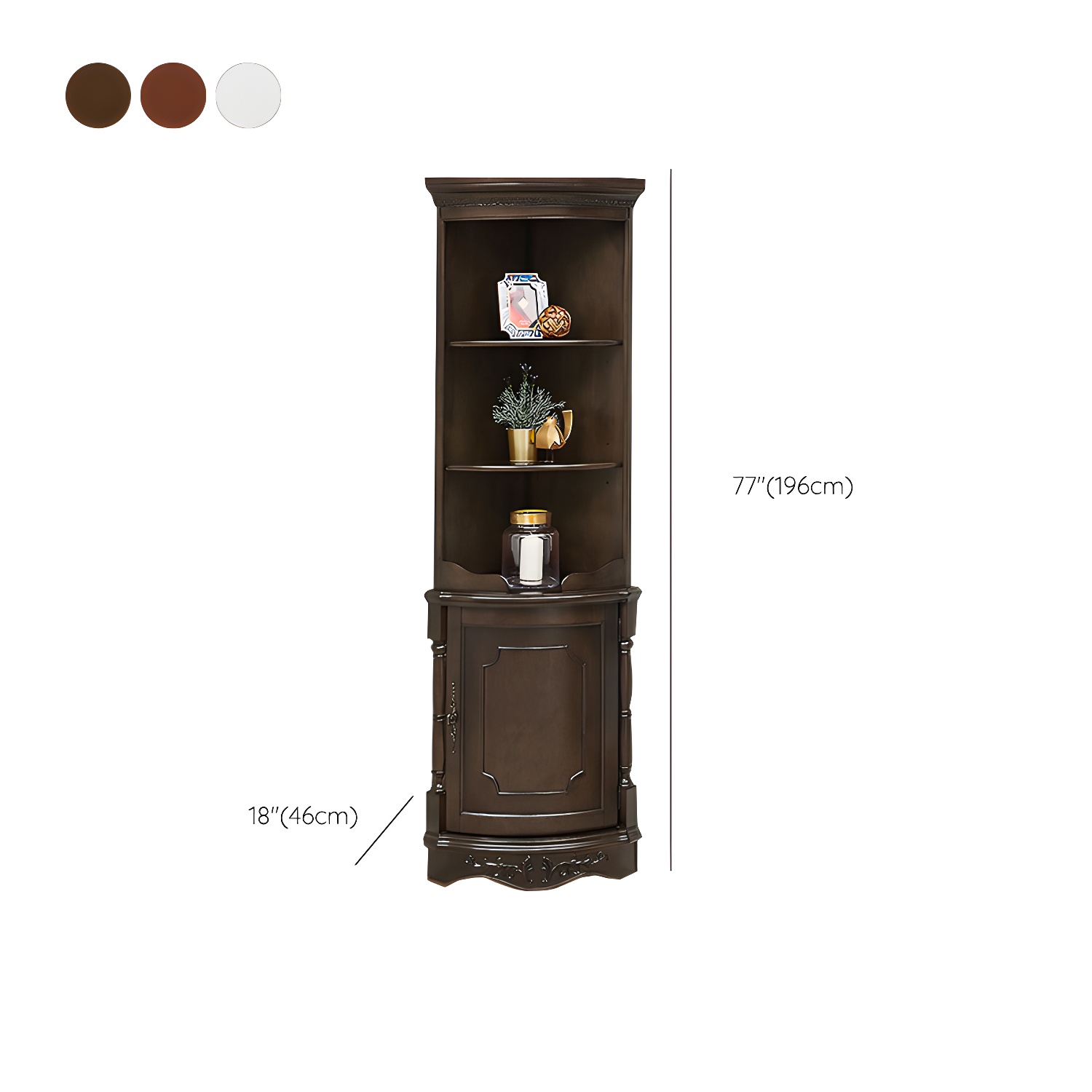 Solid Wood Triangle Corner Cabinet in Rubber Wood with Storage Shelves - image 18
