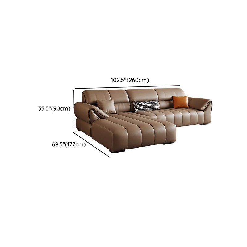 Elegant Light Brown Leather Standard Sofa/Single Sofa/Loveseat with Armrest and 3 Pillows - image 17