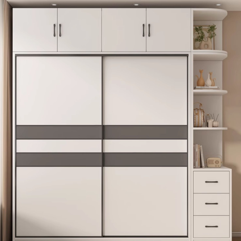 Chalk Nordic Timber Wardrobe with 3 Drawers, Self-supporting Design, Soft Close Door, and Clothing Rod