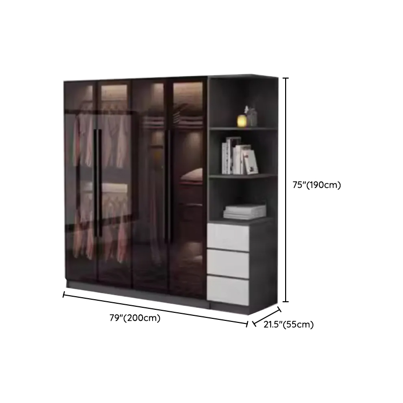 Charcoal Modish Timber Self-supporting Cabinet Armoire with Soft Close Drawer and Door, Hanging Rod - image 22