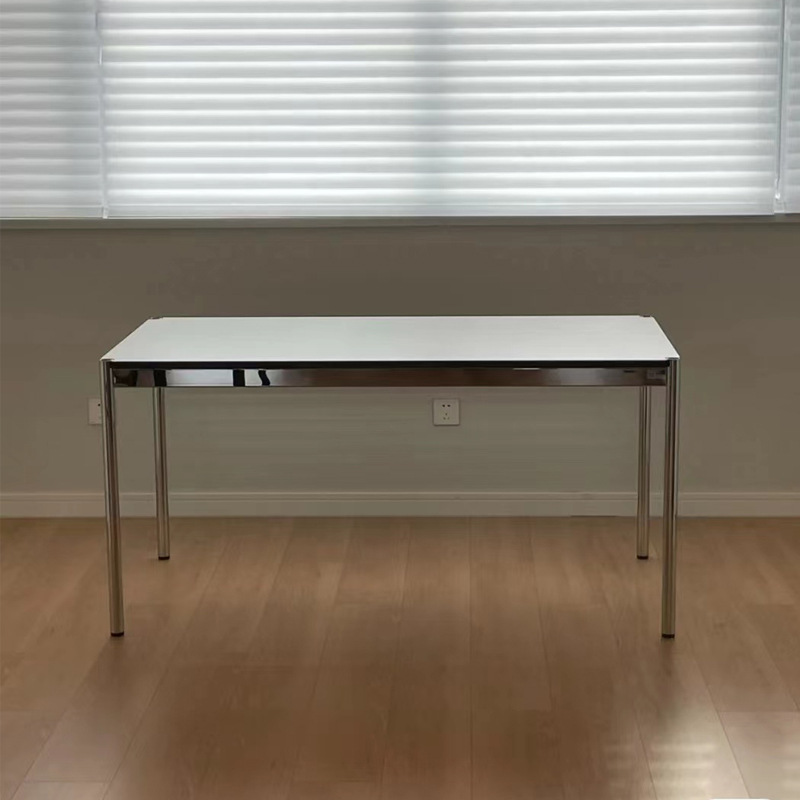 Fixed Table Standard Height Rectangular Dining Table for 8/4 People/6 People with Stainless Steel Legs and a Top in Engineered Wood in a Modern Simple Style - image 7