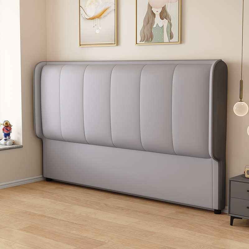Trendy Panel/Wingback Headboard in Natural Wood with No Distressing, Rectangle Shape for King/Queen/Full Bed, Sponge Upholstery Fill, Standard Height